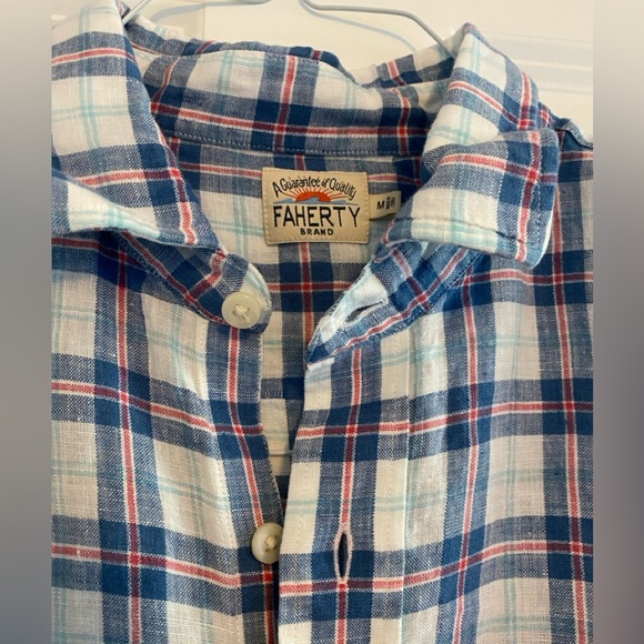 Plaid Faherty Linen Button Up - Picture 4 of 7